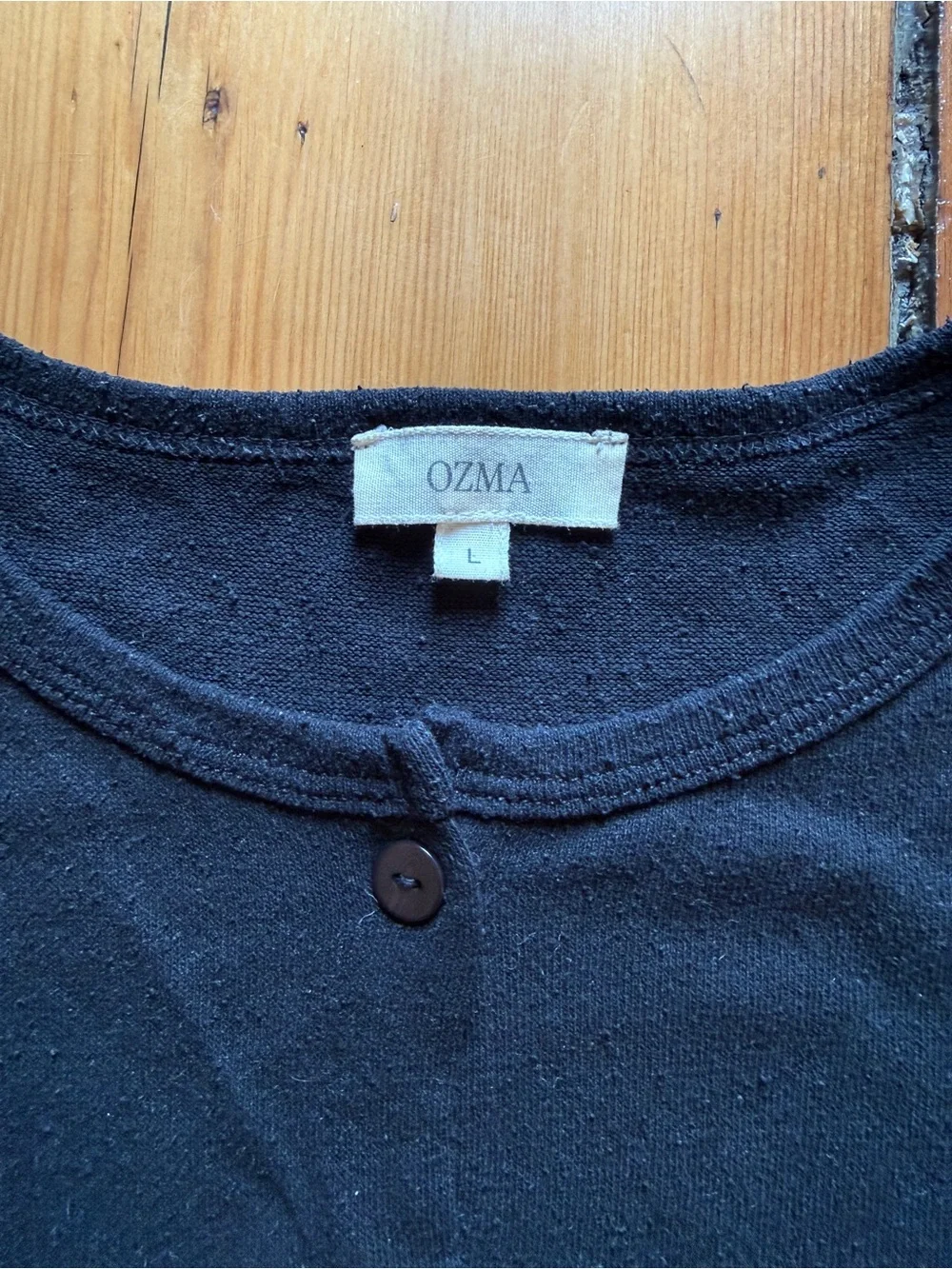 OZMA Black Cropped Button-Front Knit Top